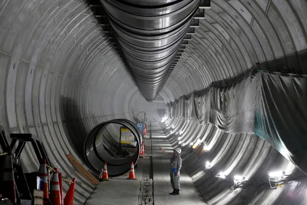 Furukawa Reservoir under construction in Tokyo, 17 August 2014, by Bloomberg.