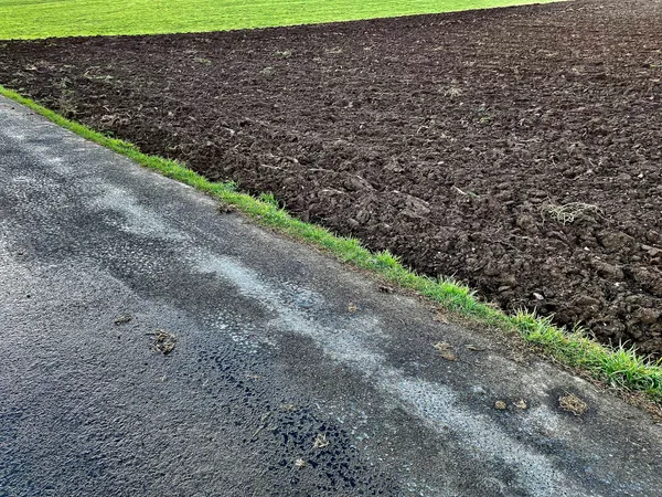 A ploughed field along the road, in Luxembourg.